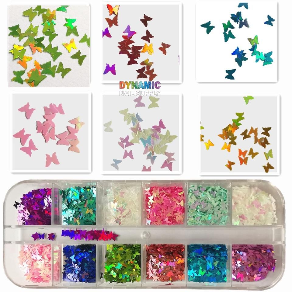 set of 12 butterfly nail glitters - 2