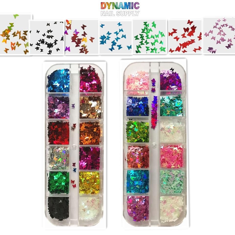 set of 12 butterfly nail glitters - 3