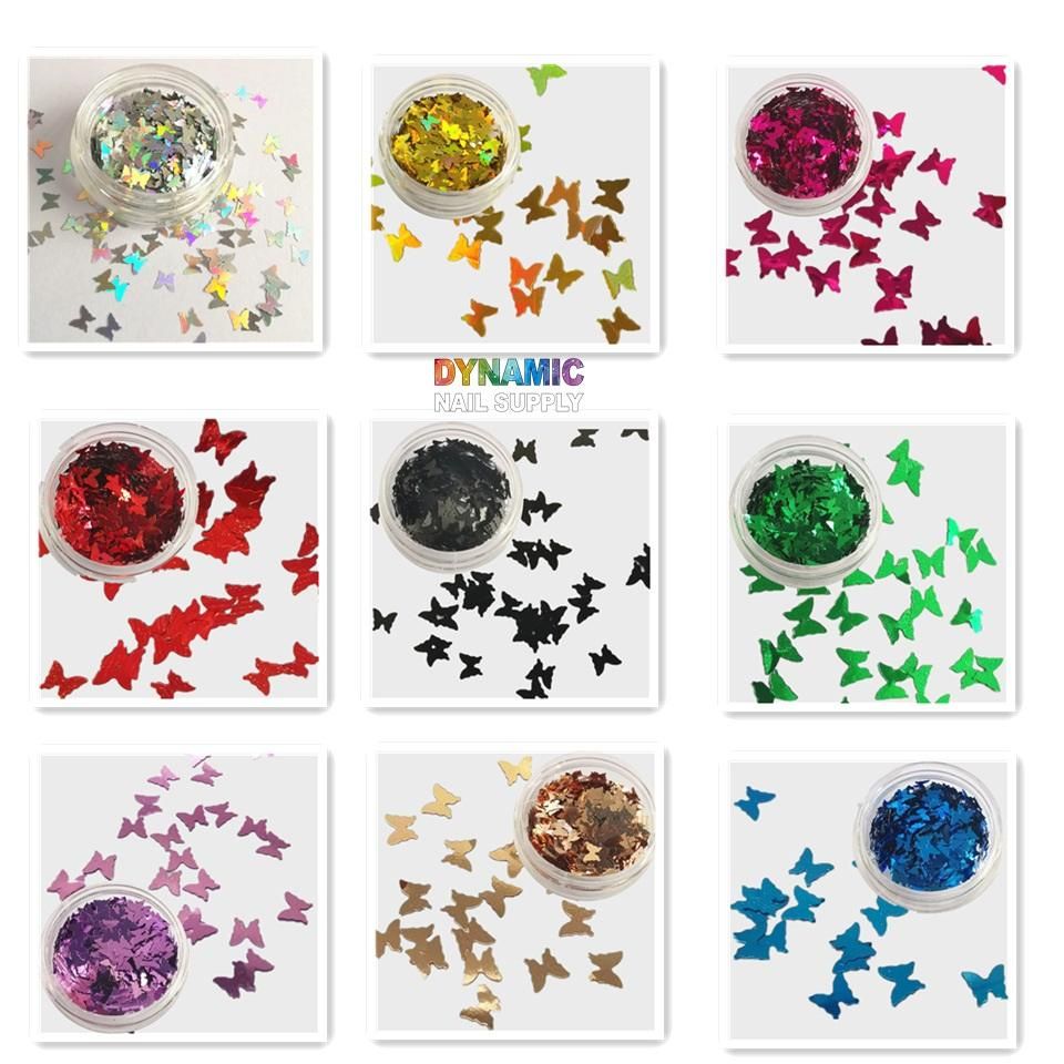 set of 12 butterfly nail glitters - 4