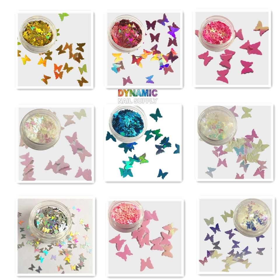 set of 12 butterfly nail glitters - 5
