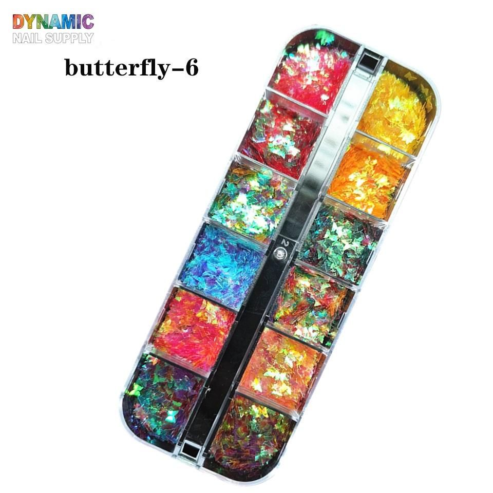set of 12 butterfly nail glitters - 6