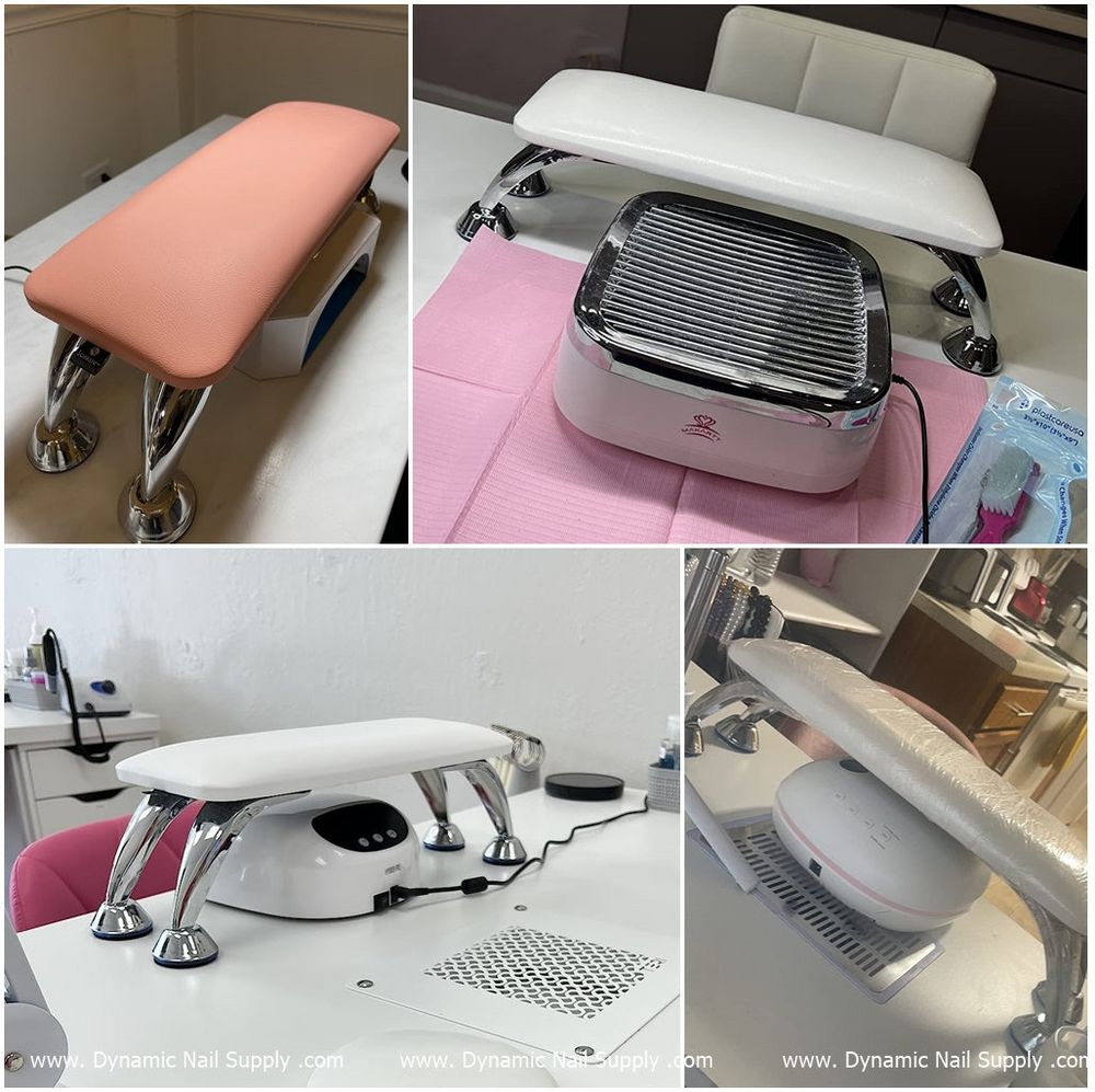 red leather nail table armrest - 4