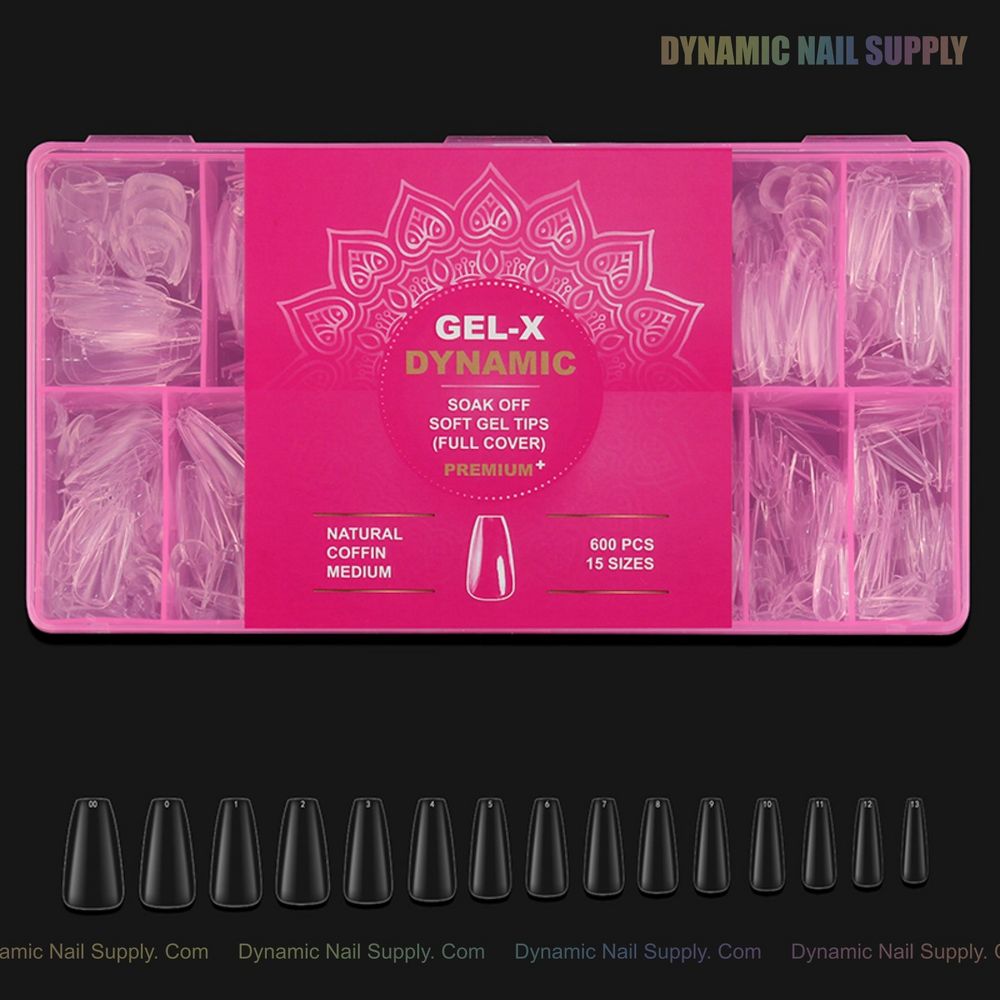 Medium natural coffin gel x tips - 10