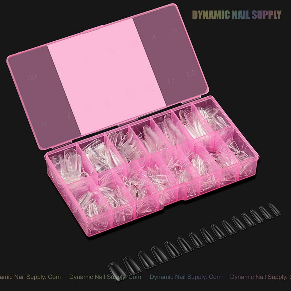 Medium natural coffin gel x tips - 11