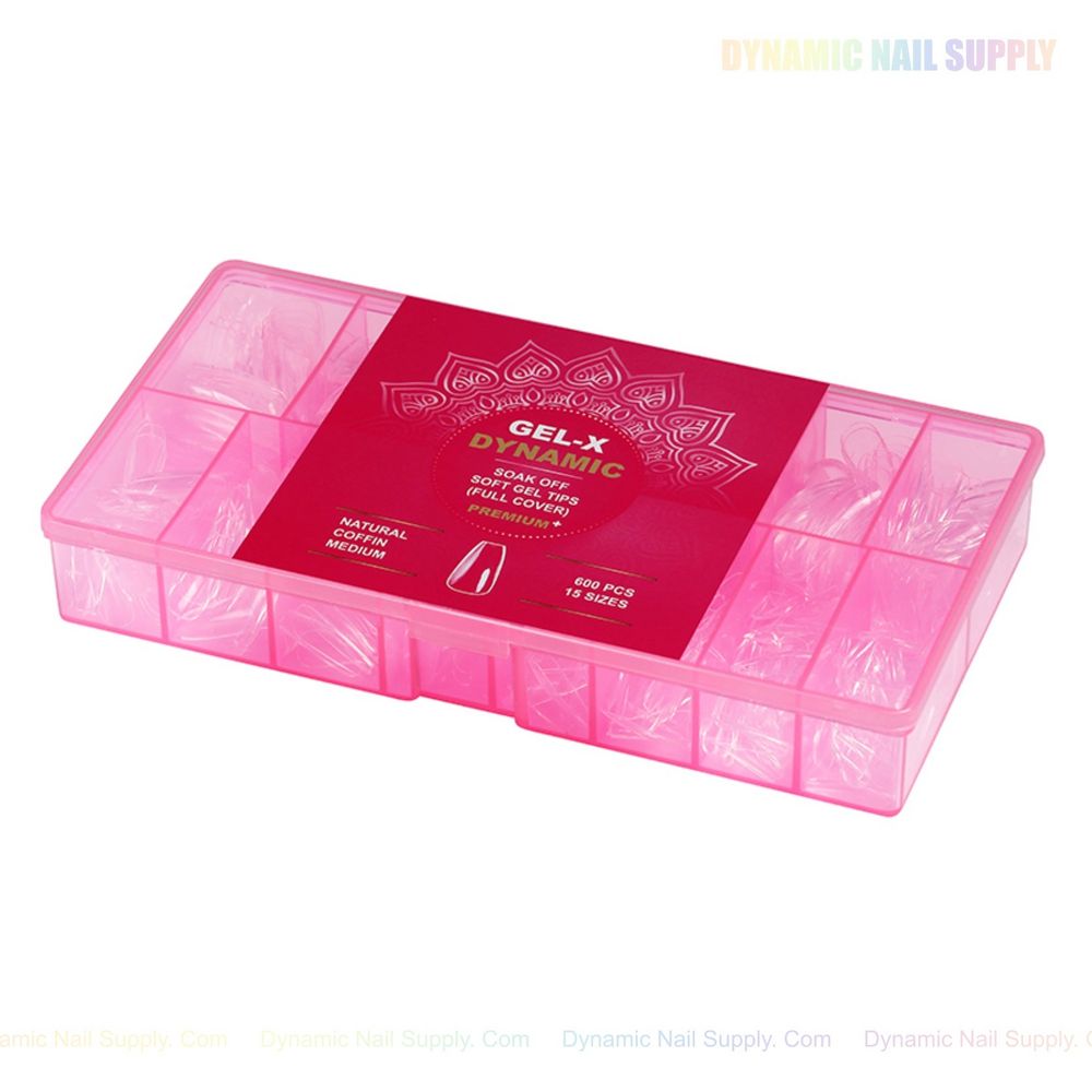 Medium natural coffin gel x tips - 15