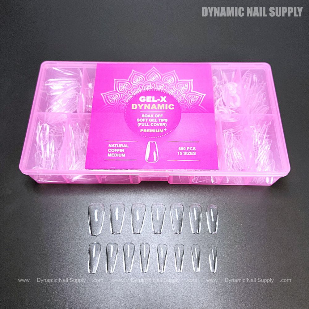 Medium natural coffin gel x tips - 3